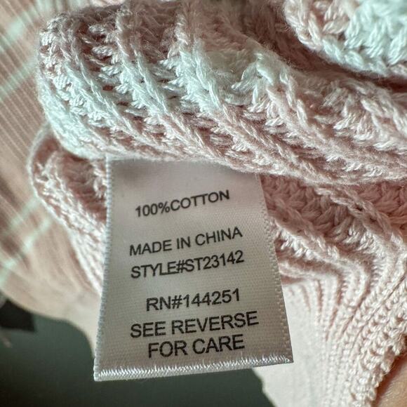 Oversized Blush Pink & White Stripe 100% Cotton Knit Sweater - Picture 4 of 5